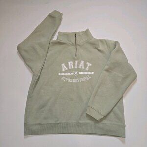 Ariat Sport International Womens Green Quarter Zip Pullover Sweatshirt Large 035